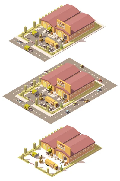 Vector isométrico baja poli producir almacén — Archivo Imágenes Vectoriales