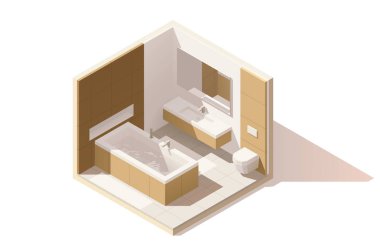 Vektör izometrik düşük Poli banyo simgesi