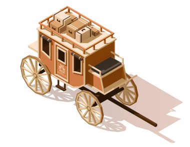 Vektör isometrik düşük poli stagecoach simgesi