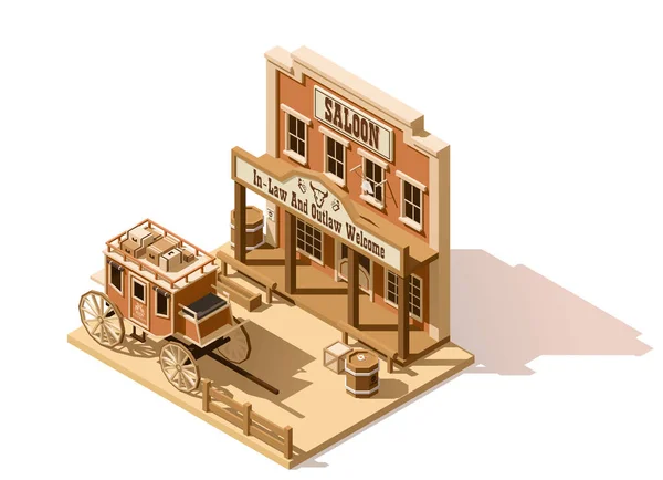 Vector isometric low poly wild west saloon Royalty Free Stock Vectors