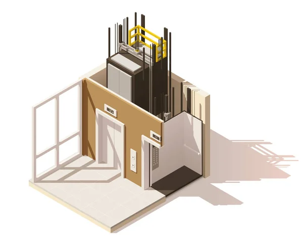 Vector isometric low poly elevator cutaway icon — Stock Vector