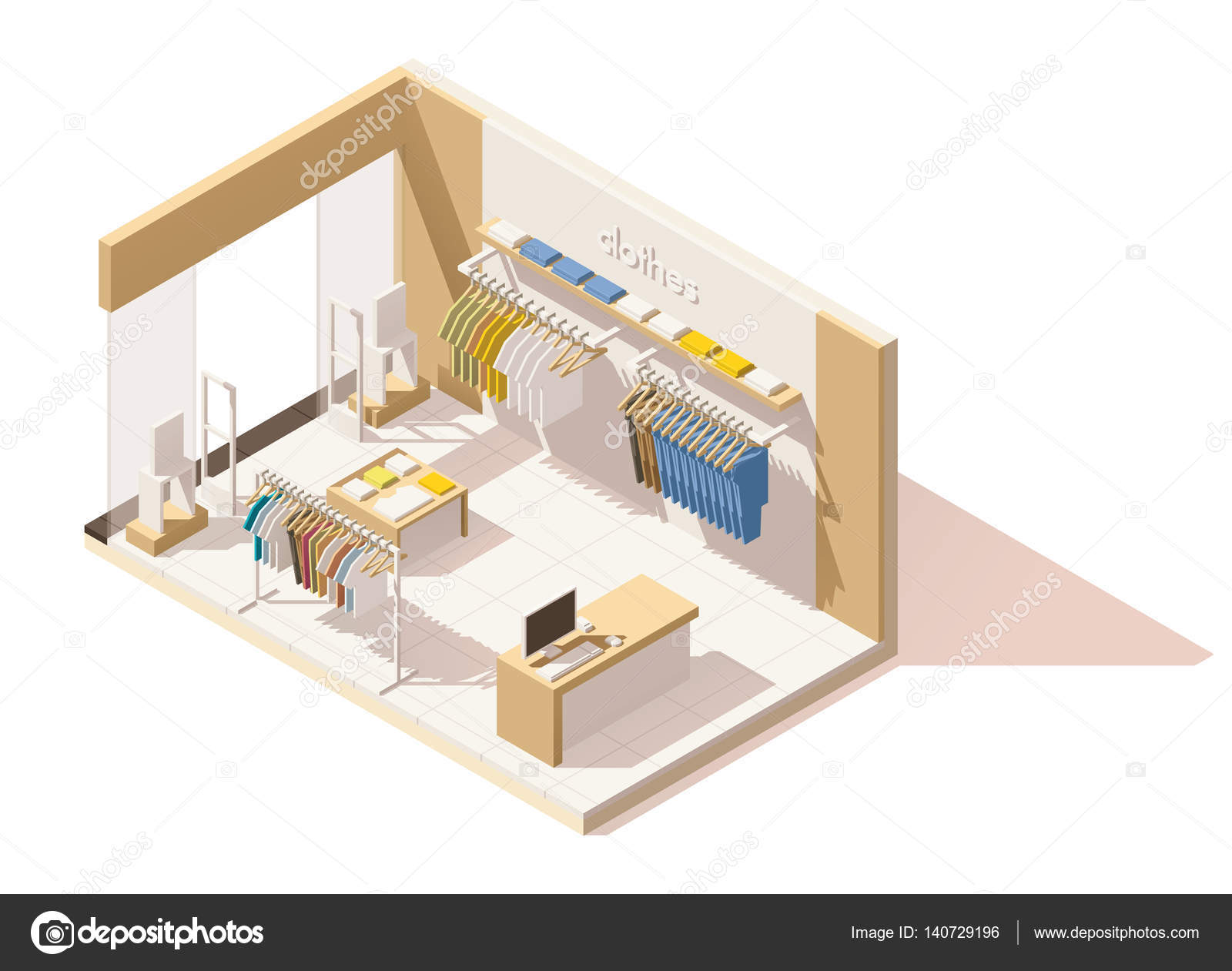 Vector isometric low poly clothing store icon Stock Vector by