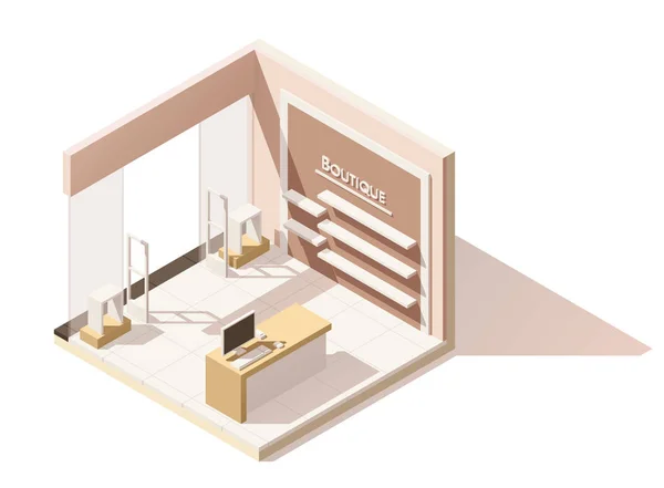 Vector isometrische laag poly boutique cutaway pictogram — Stockvector