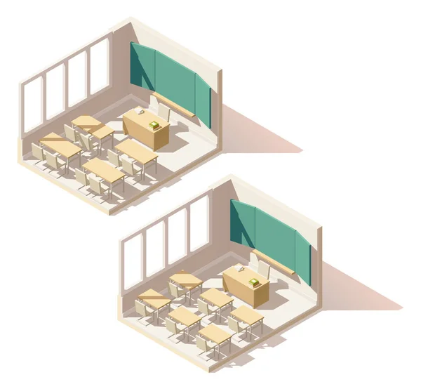 Vector isometrische laag poly school klas — Stockvector