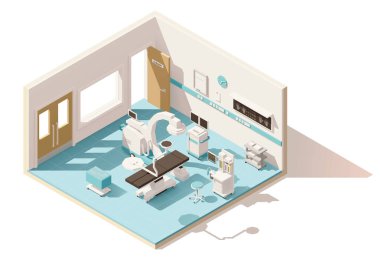 Vector isometric low poly operating room clipart