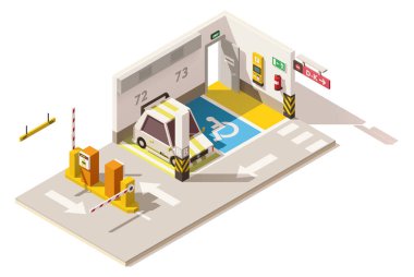 Vektör izometrik düşük Poli yeraltı otoparkı
