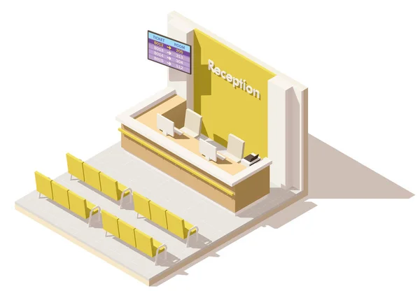 Recepción isométrica del hospital polivinílico bajo del vector — Archivo Imágenes Vectoriales