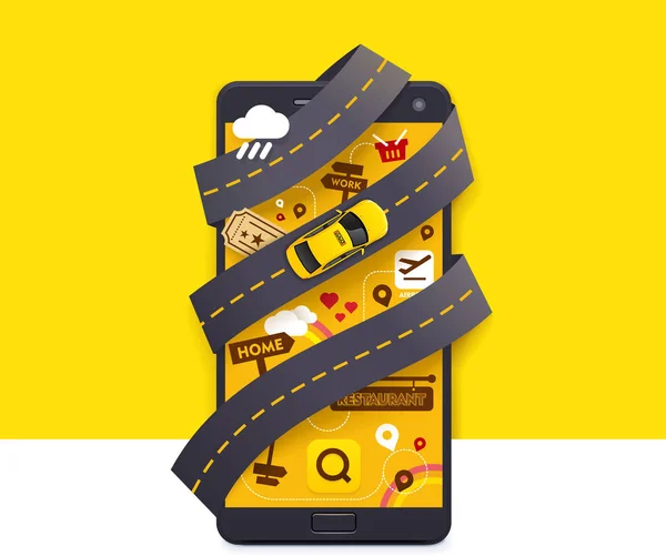Vektor taxi mobilní aplikace ikona — Stockový vektor