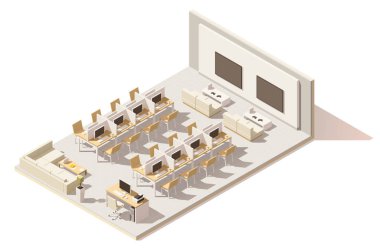 Vektör izometrik düşük Poli internet cafe