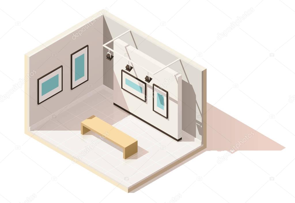 Vector isometric low poly museum interior