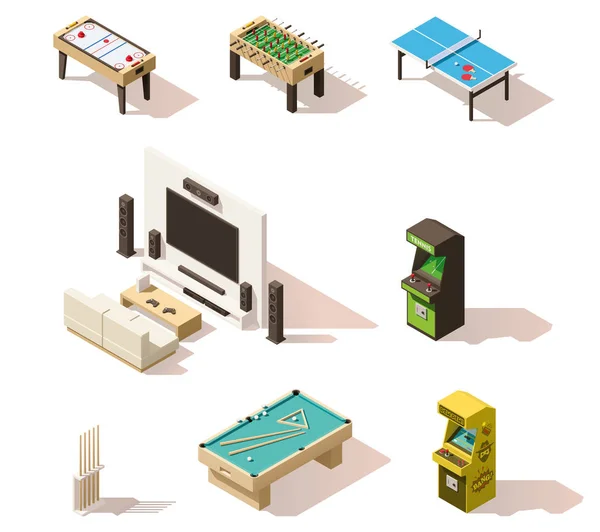 Vector isometric low poly games set — Stock Vector