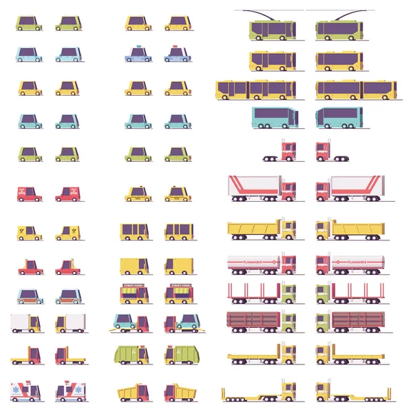 Vector isometric low poly transport set — Stock Vector