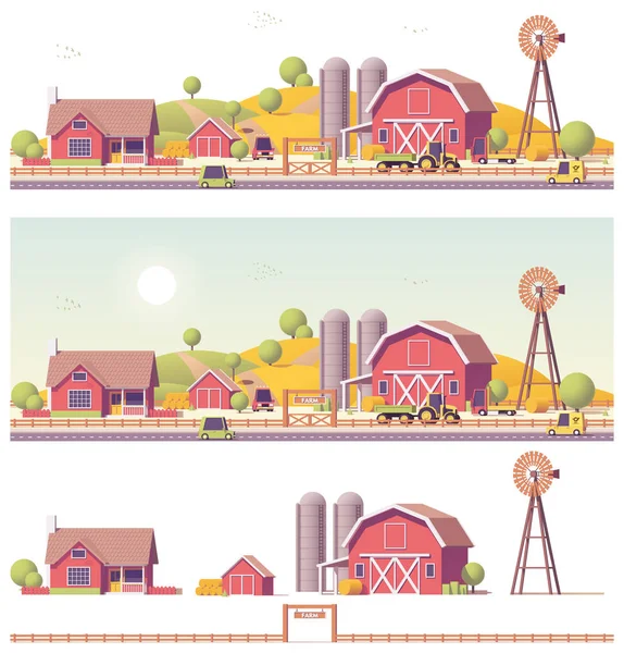 Vektor alacsony poly farm — Stock Vector