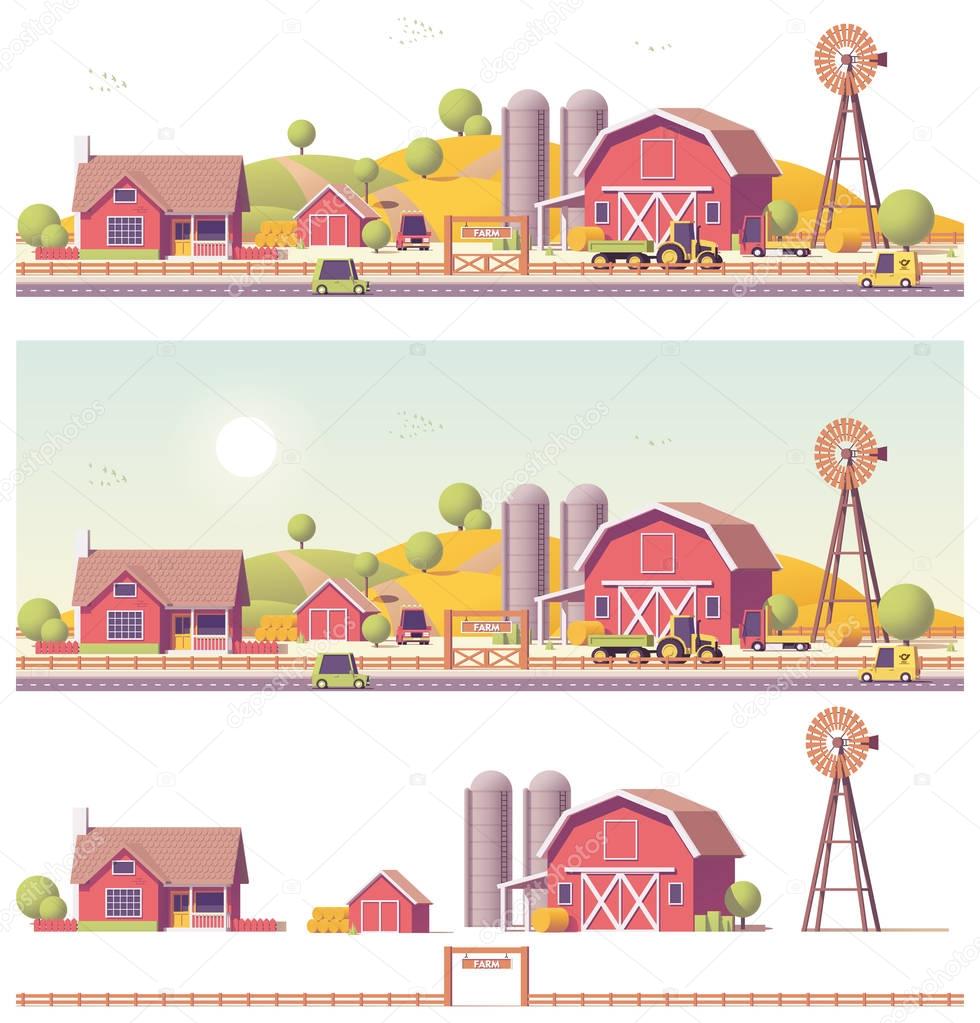 Vector low poly farm