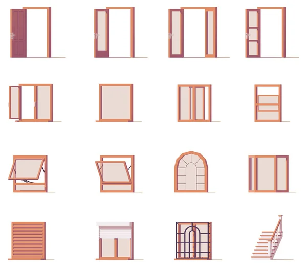 Serie di finestre e porte vettoriali — Vettoriale Stock