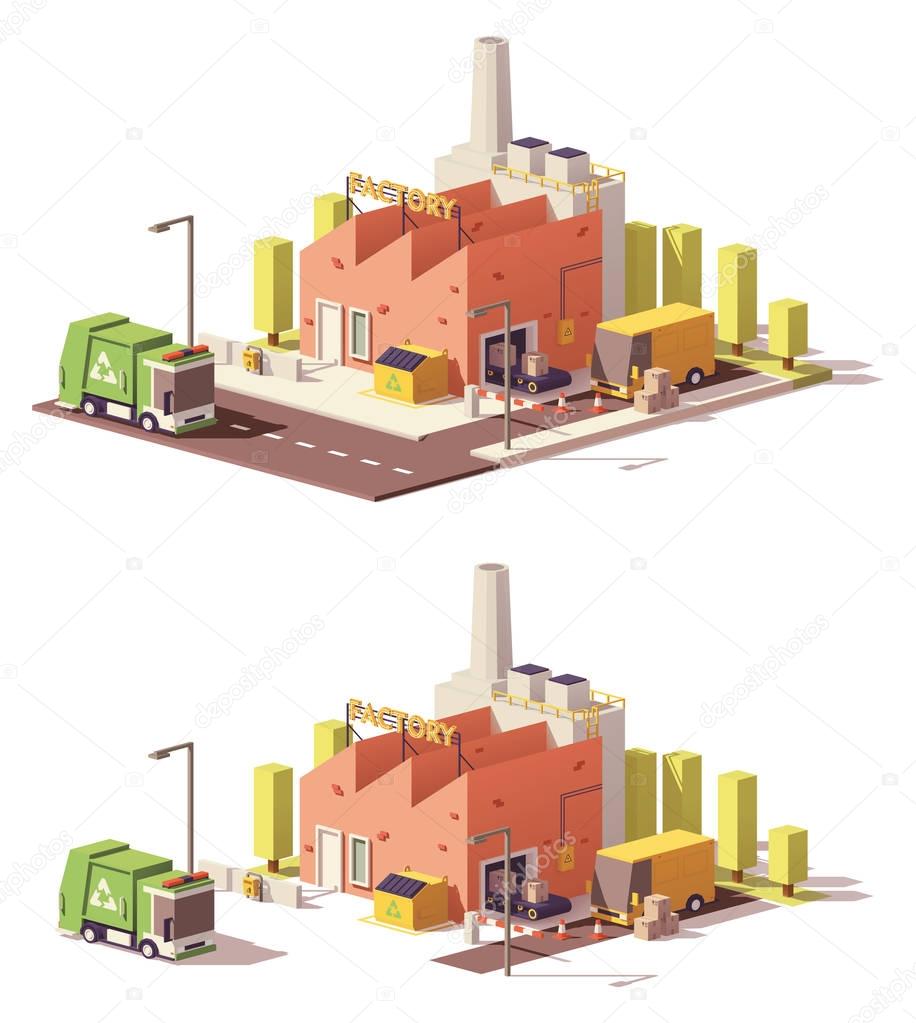 Vector low poly factory icon
