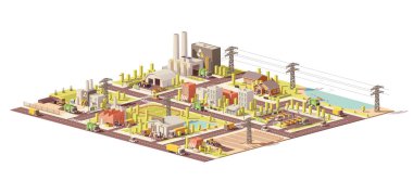 Vektör düşük Poli şehir atık yönetimi