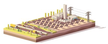 Vektör düşük Poli güneş enerjisi Santrali altyapı