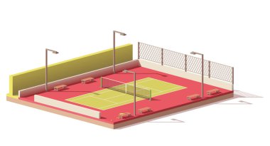 Vektör düşük Poli Tenis Kortu