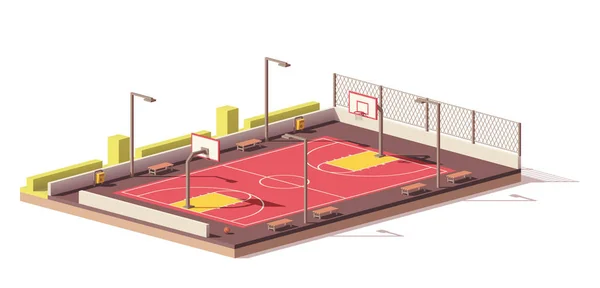 Vector baixa quadra de basquete poli — Vetor de Stock