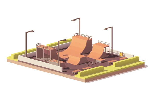 Vector laag poly-Skatepark — Stockvector