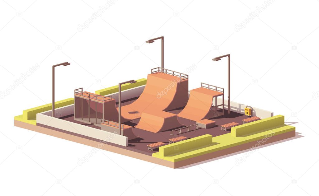 Vector low poly skate park