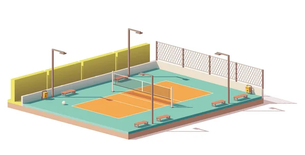 Vector low poly volleyball court — Stock Vector