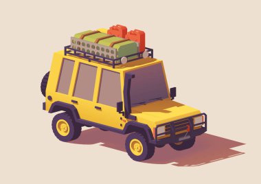 Düşük Poli off-road 4 x 4 Suv araç vektör