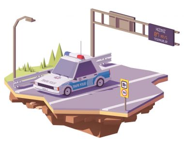 Vektör düşük Poli Türk polis arabası