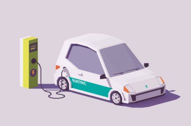 Vektör düşük Poli elektrikli otomobil