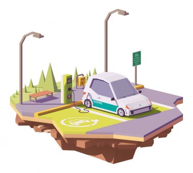 Vektör düşük Poli elektrikli otomobil