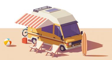 Vektör düşük Poli Rv camper van