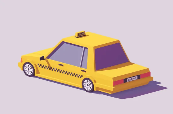 Vector low poly yellow taxi car — Stock Vector