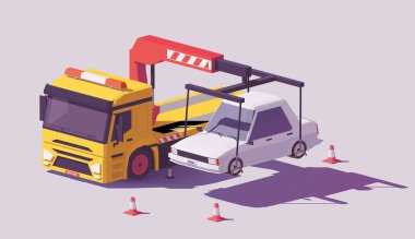 Vector low poly tow truck clipart