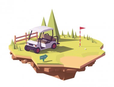 Vektör düşük Poli golf arabası
