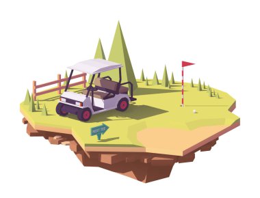 Vector low poly golf cart clipart