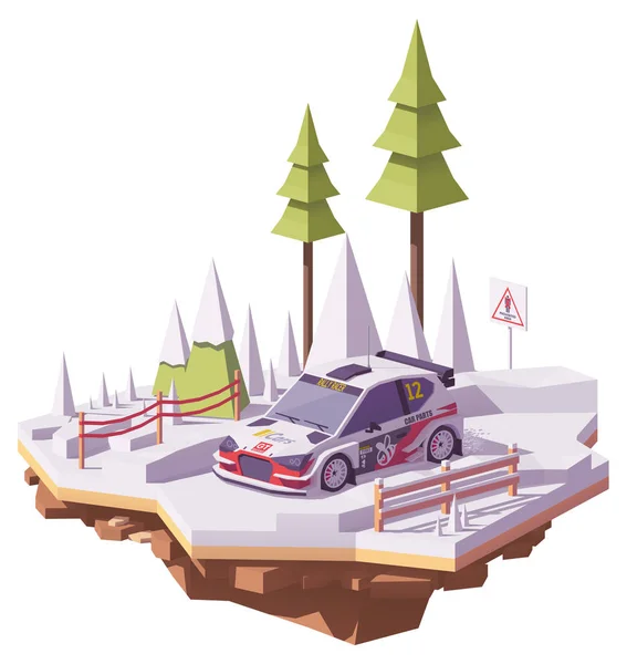 Vecteur low poly rallye voiture de course — Image vectorielle