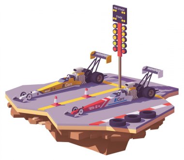 Vector low poly top fuel drag race clipart