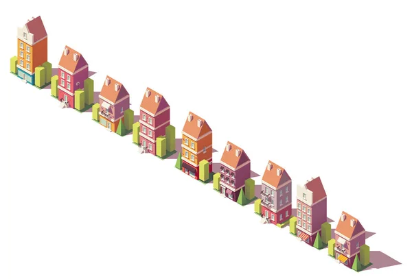 矢量低聚等距旧建筑物集 — 图库矢量图片