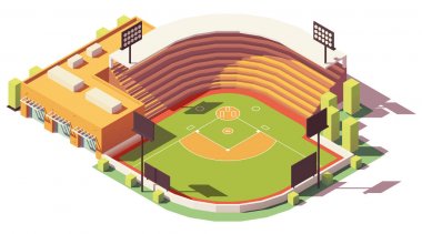 Vector isometric low poly baseball park clipart