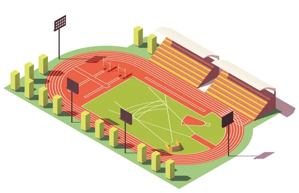 Vetor isométrico baixo estádio de atletismo poli — Vetor de Stock