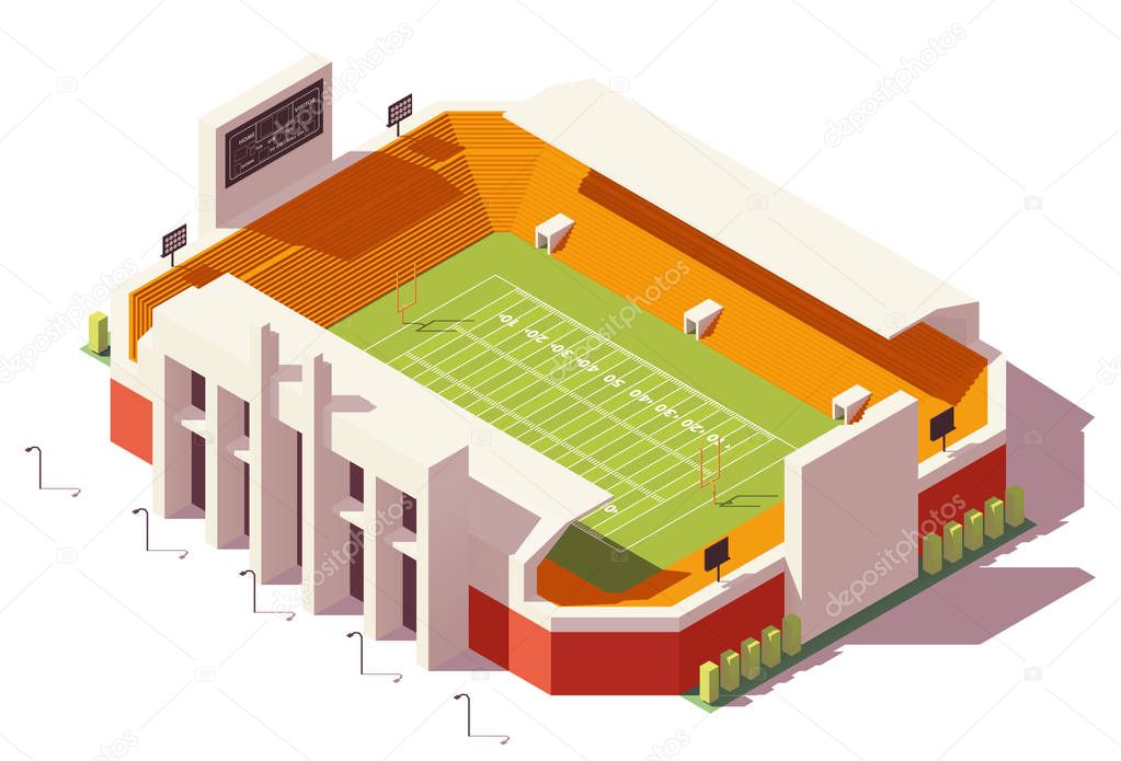 Vector isometric low poly football stadium