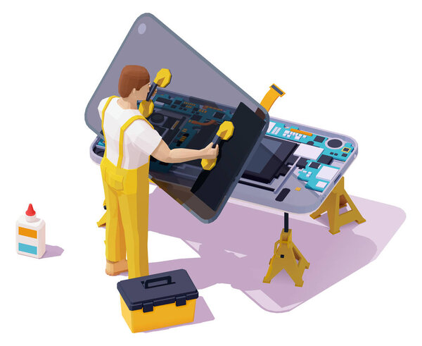 Vector isometric smartphone repair