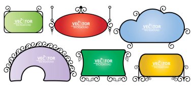 Vektör kümesi basit vintage reklam renkli