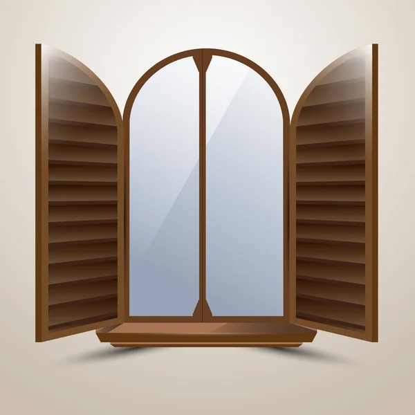 La ventana de arco semicircular con persianas protectoras italiano — Vector de stock