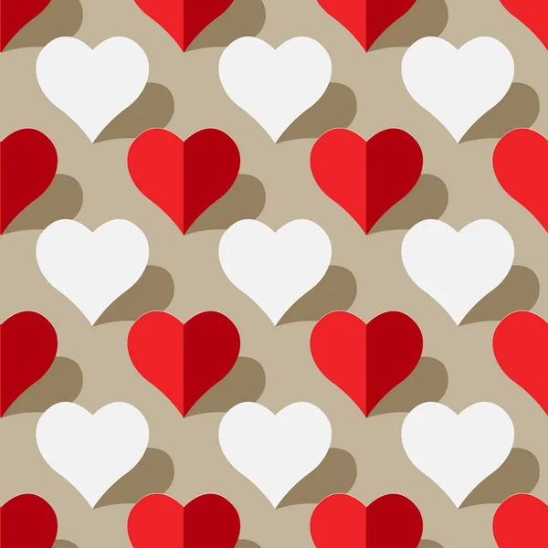 Un patrón sin costuras de los corazones de la forma correcta en Symmet — Vector de stock