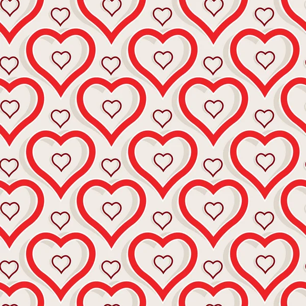 Un patrón sin costuras de los corazones de la forma correcta en Symmet — Vector de stock