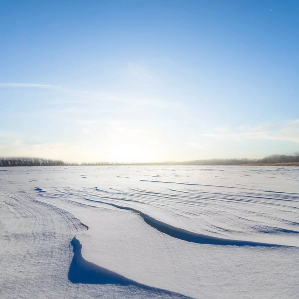 Зимняя снежная равнина — стоковое фото