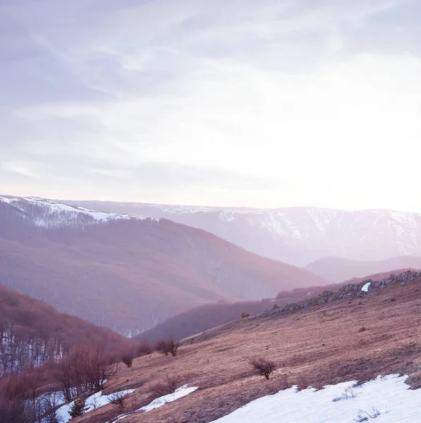 Vallée de montagne au petit matin — Photo