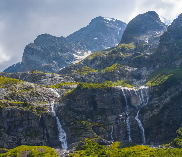 mount peak with flow waterfalls